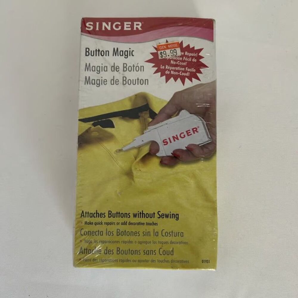 Singer Button Magic 01931 No Sew Button Attacher Repair Tool Kit New Sealed
